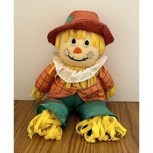Gibson Greeting Scarecrow Nylon Plush Parachute Stuffed Fall Decor 1996 Vtg 16”